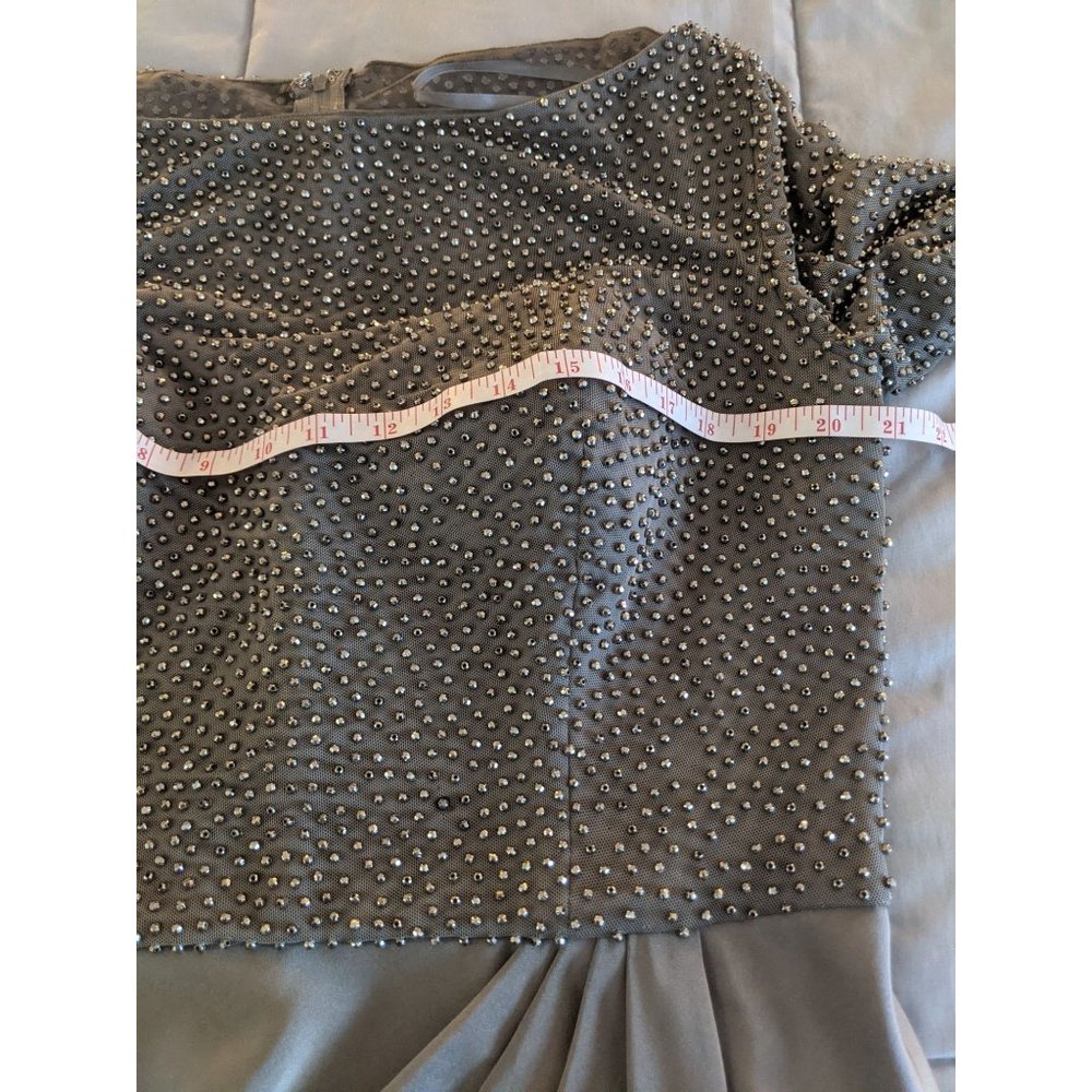 NWT La Femme Beaded Column Gown 12 Platinum Mother Of The Bride 24895 $528 - Picture 10 of 12